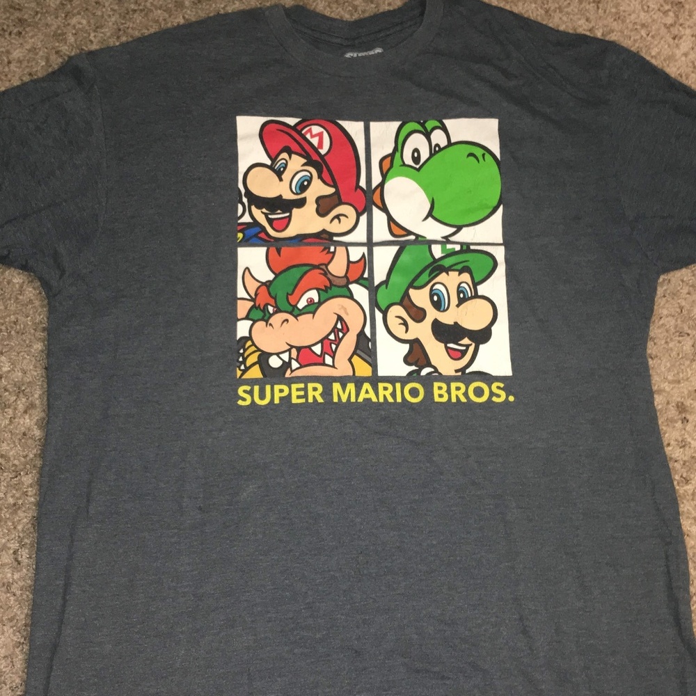 Nintendo Super Mario Mens Sz XL Gray T-shirt EUC